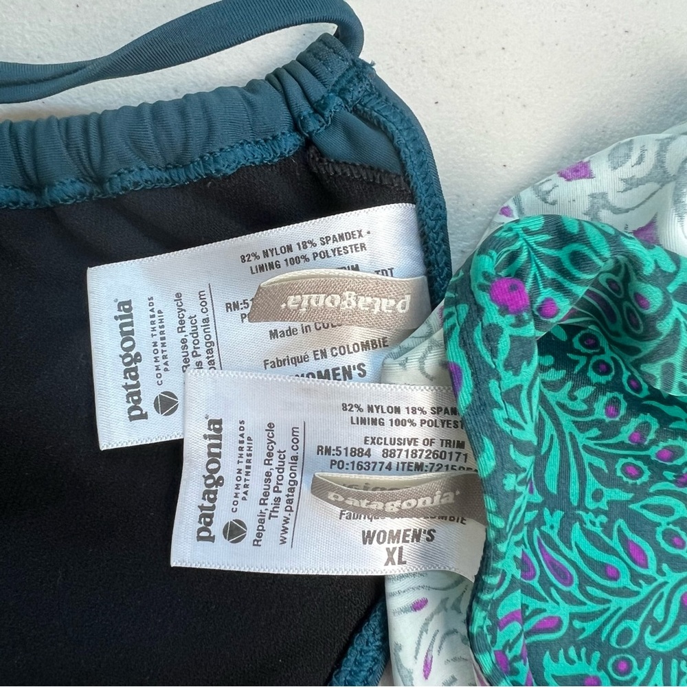 Patagonia Size XL Women's Teal Print Bikini Set Swimsuit - Picture 10 of 11